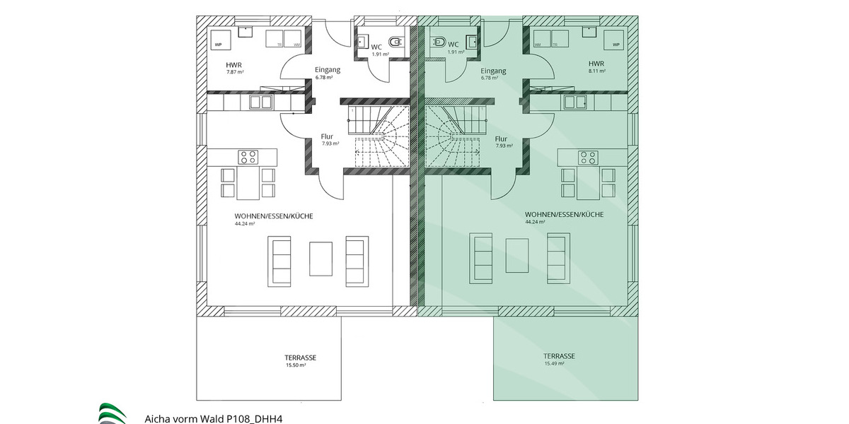 Doppelhaushälfte Aicha vorm Wald Frauenholz - 4 Zimmer, 131 m&sup2;, 489.900&euro; | Angebot:25771008