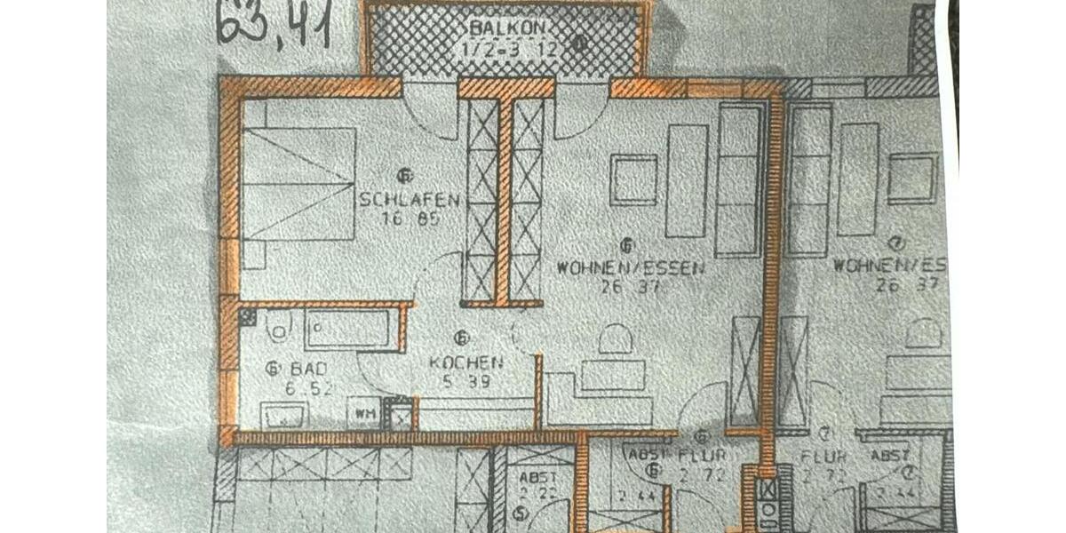 Etagenwohnung Bad Griesbach im Rottal - 2 Zimmer, 63 m&sup2;, 570&euro; | Angebot:27607587