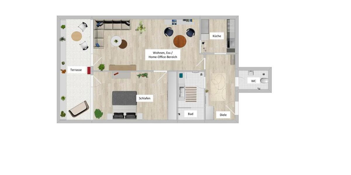 Terrassenwohnung Passau Maierhof - 2 Zimmer, 60 m&sup2;, 600&euro; | Angebot:26033524
