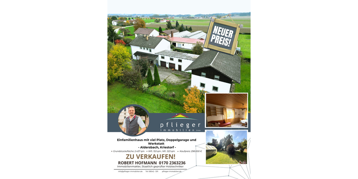 Einfamilienhaus Aldersbach Kriestorf - 5 Zimmer, 153 m&sup2;, 298.000&euro; | Angebot:25743204