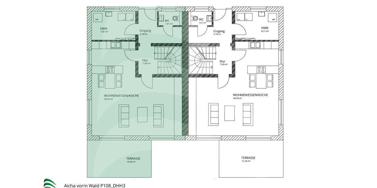 Doppelhaushälfte Aicha vorm Wald Frauenholz - 4 Zimmer, 131 m&sup2;, 499.900&euro; | Angebot:25678450
