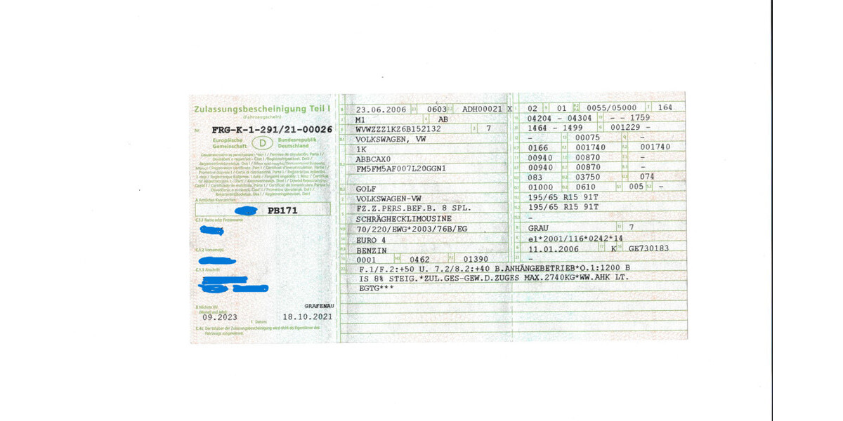 VW Golf 198.375 km 1.100 &euro; Zenting 94579