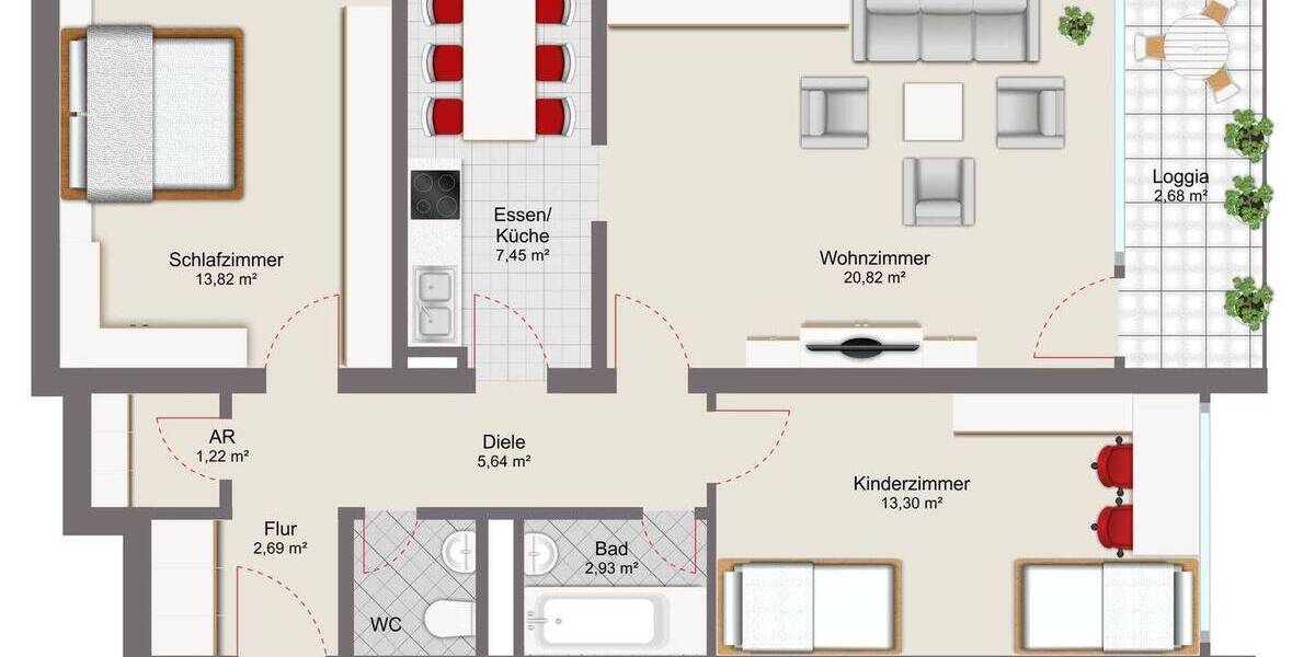 Etagenwohnung Vilshofen - 3 Zimmer, 73 m&sup2;, 149.000&euro; | Angebot:25730485
