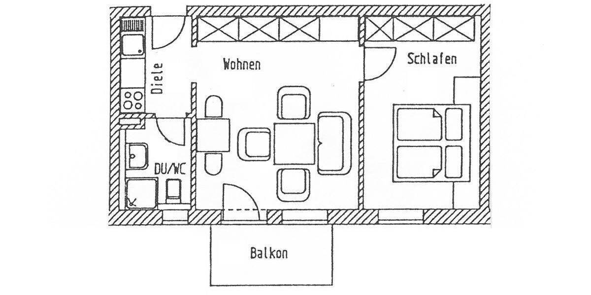 Etagenwohnung Bad Füssing Würding - 2 Zimmer, 42 m&sup2;, 105.000&euro; | Angebot:25958578