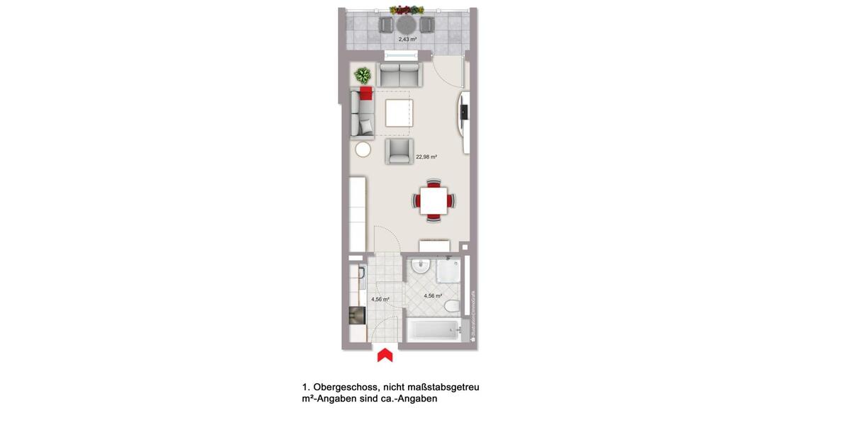 Etagenwohnung Pocking - 1 Zimmer, 35 m&sup2;, 113.000&euro; | Angebot:25329272