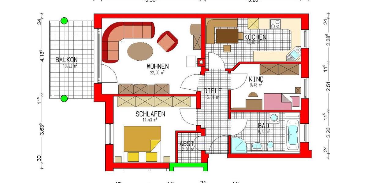 Etagenwohnung Passau Auerbach - 3 Zimmer, 78 m&sup2;, 900&euro; | Angebot:25652563