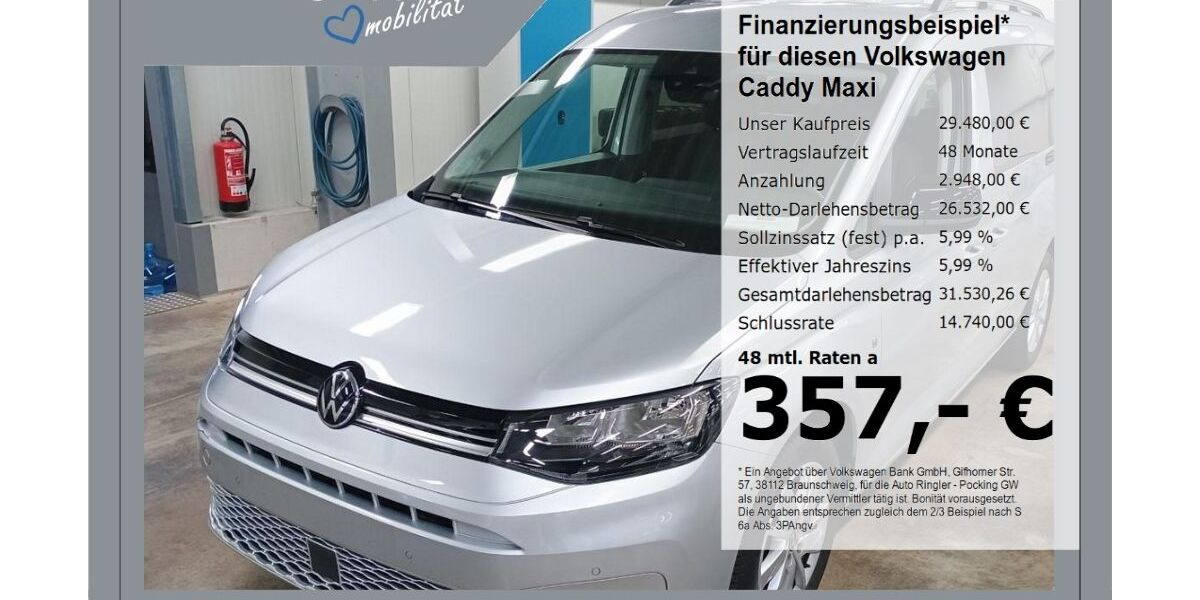 VW Caddy Maxi 63.556 km 28.980 &euro; Pocking 94060