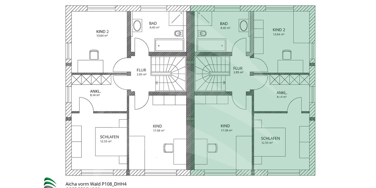 Doppelhaushälfte Aicha vorm Wald Frauenholz - 4 Zimmer, 131 m&sup2;, 489.900&euro; | Angebot:25771008