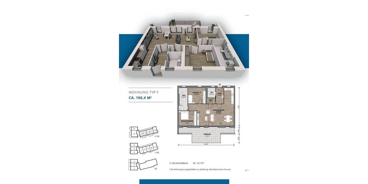 Etagenwohnung Pocking Hartkirchen - 3 Zimmer, 83 m&sup2;, 349.448&euro; | Angebot:25700526