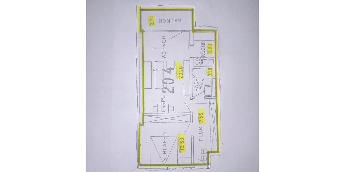 Etagenwohnung Passau Auerbach - 2 Zimmer, 46 m&sup2;, 125.000&euro; | Angebot:25403543