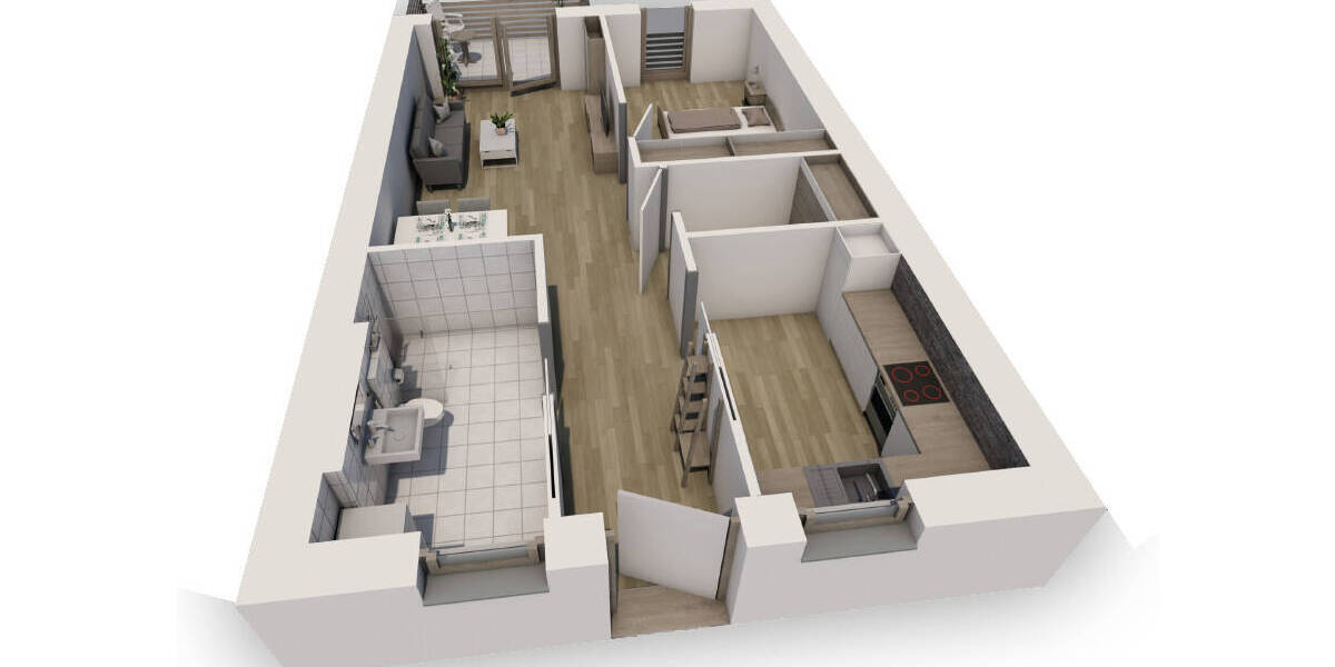 Etagenwohnung Pocking Hartkirchen - 2 Zimmer, 64 m&sup2;, 270.655&euro; | Angebot:25661352