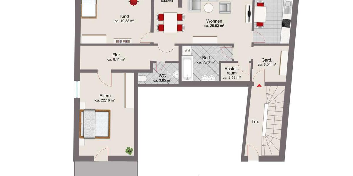 Etagenwohnung Untergriesbach - 4 Zimmer, 117 m&sup2;, 1.040&euro; | Angebot:25378301