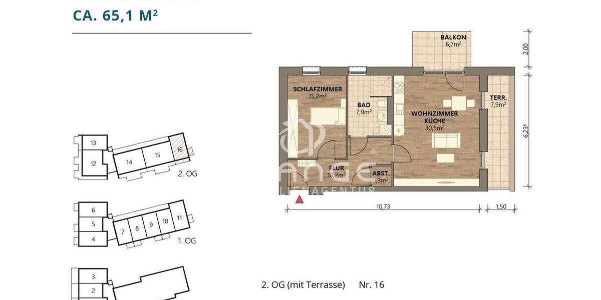 Etagenwohnung Pocking Hartkirchen - 2 Zimmer, 71 m&sup2;, 297.407&euro; | Angebot:25670736