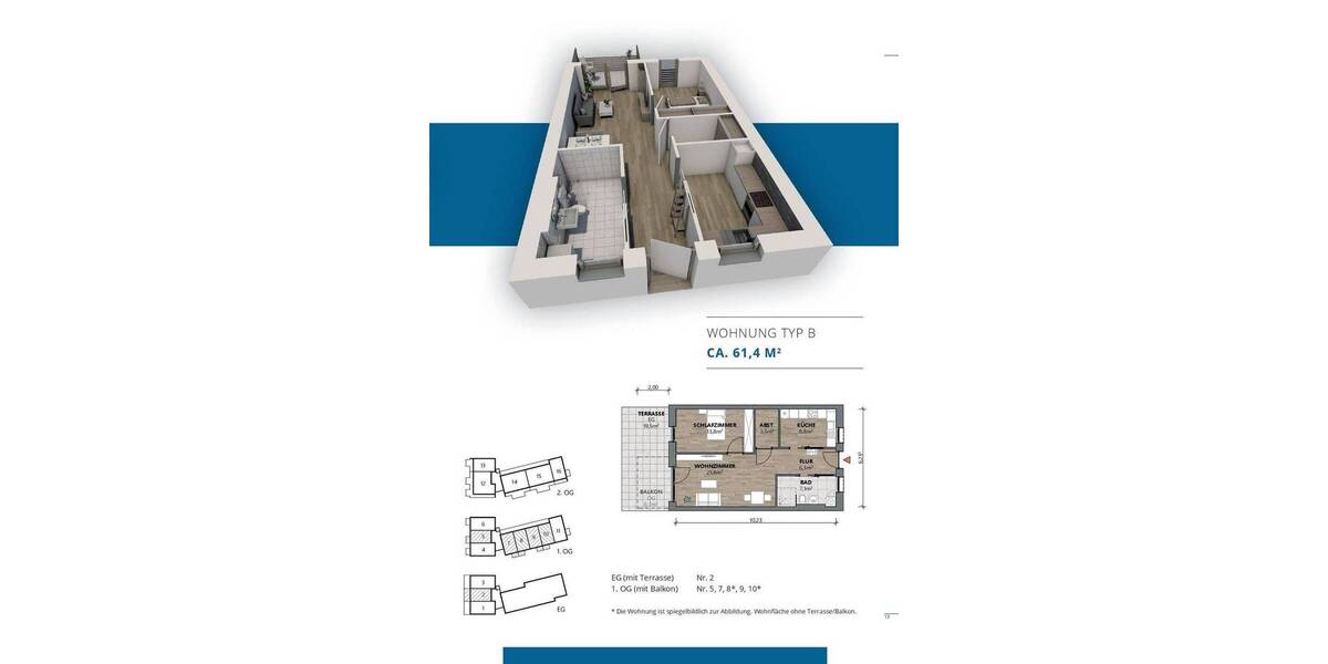 Etagenwohnung Pocking Hartkirchen - 3 Zimmer, 83 m&sup2;, 349.448&euro; | Angebot:25700526