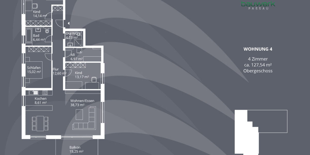 Etagenwohnung Thyrnau Zwecking - 4 Zimmer, 127 m&sup2;, 489.900&euro; | Angebot:25797538