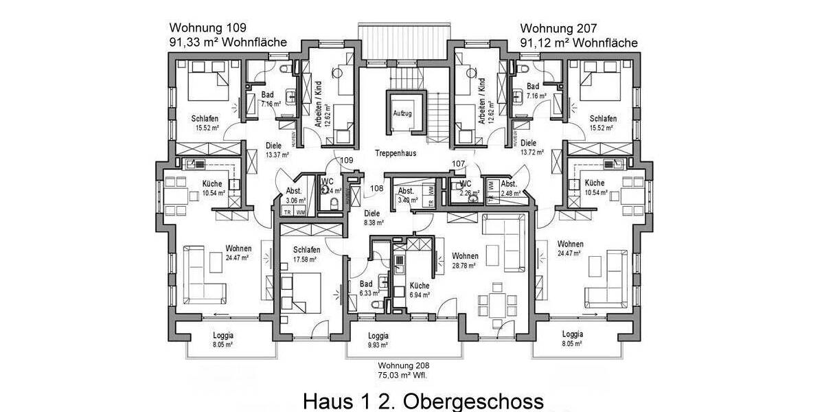 Etagenwohnung Kirchham - 3 Zimmer, 91 m&sup2;, 389.000&euro; | Angebot:25821078