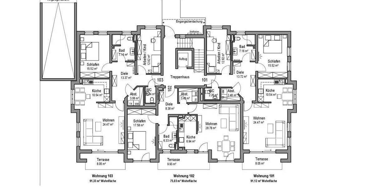 Etagenwohnung Kirchham - 3 Zimmer, 91 m&sup2;, 389.000&euro; | Angebot:25821078