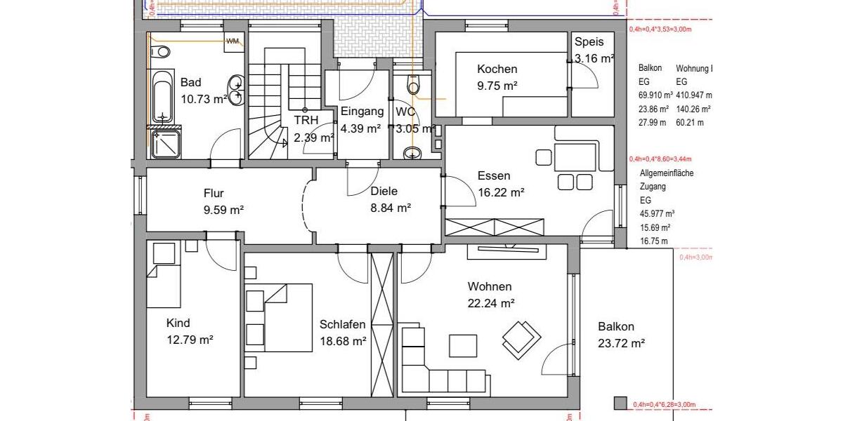 Erdgeschoßwohnung Tiefenbach - 4 Zimmer, 127 m&sup2;, 1.200&euro; | Angebot:25819024
