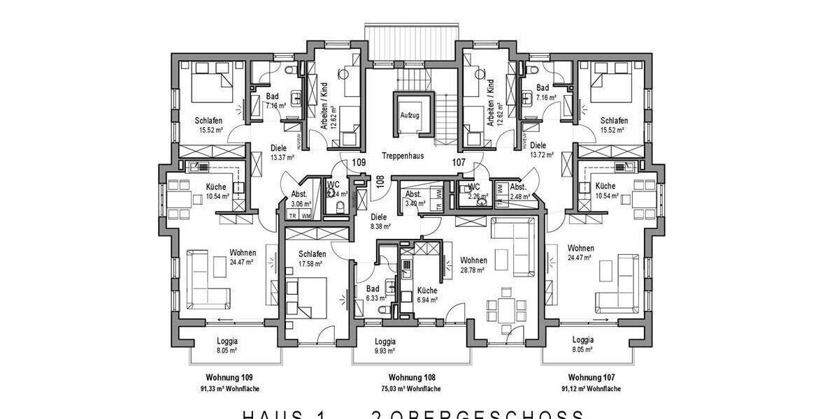 Etagenwohnung Kirchham Kirchham - 3 Zimmer, 91 m&sup2;, 389.000&euro; | Angebot:25700522