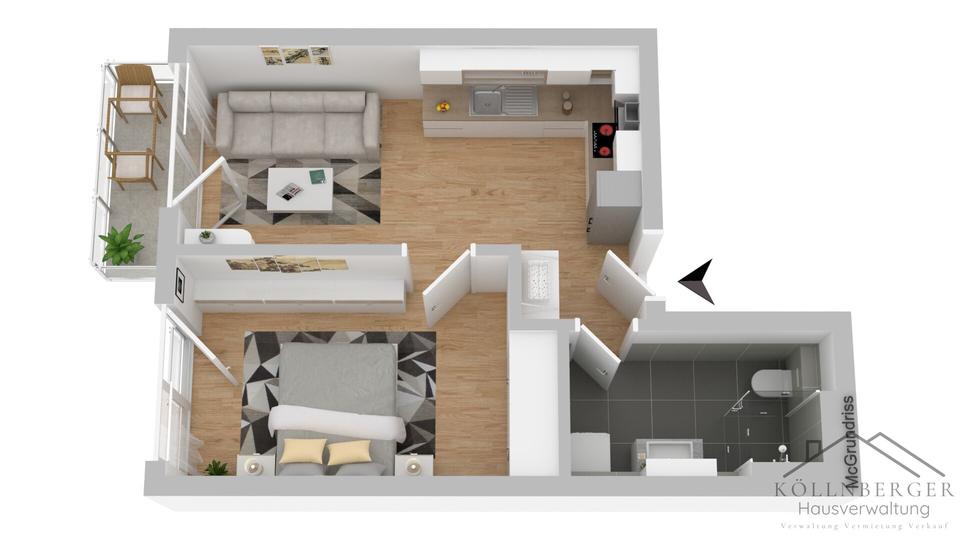 Etagenwohnung Untergriesbach - 2 Zimmer, 40 m&sup2;, 495&euro; | Angebot:26688955
