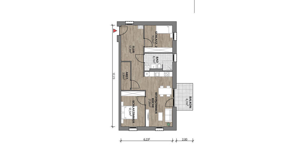 Etagenwohnung Pocking Hartkirchen - 3 Zimmer, 76 m&sup2;, 319.979&euro; | Angebot:25661353