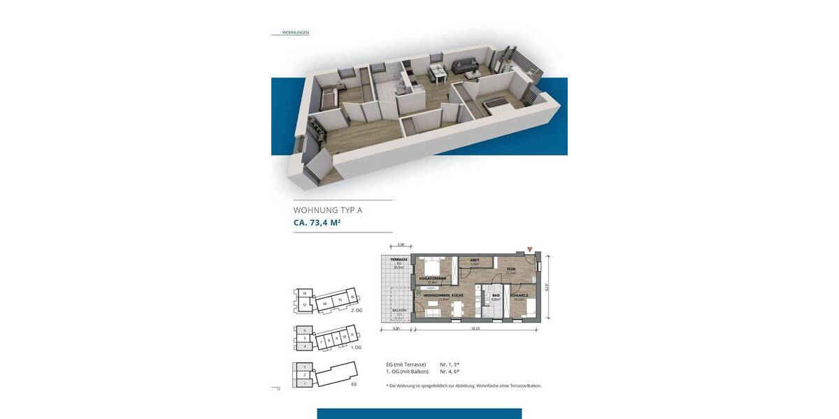 Etagenwohnung Pocking Hartkirchen - 3 Zimmer, 83 m&sup2;, 349.448&euro; | Angebot:25700526