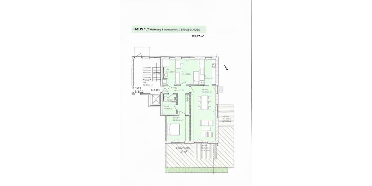 Erdgeschoßwohnung Bad Füssing - 3 Zimmer, 97 m&sup2;, 1.650&euro; | Angebot:22240011