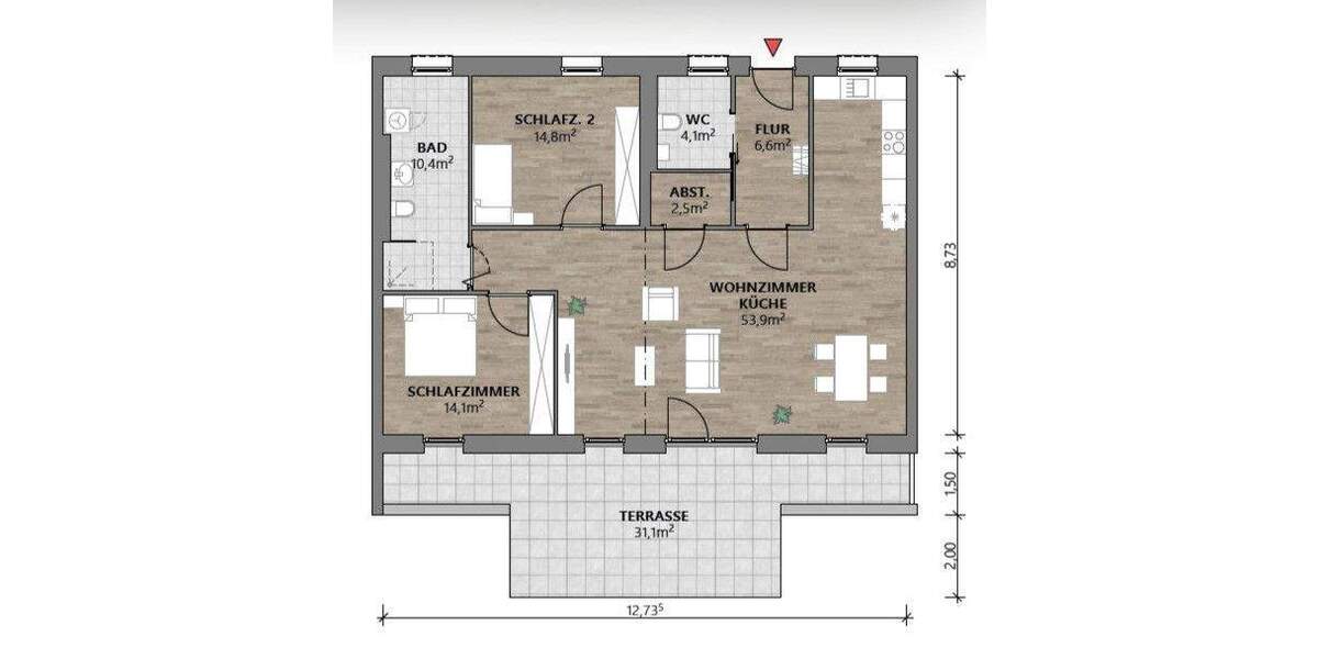 Etagenwohnung Pocking Hartkirchen - 3 Zimmer, 121 m&sup2;, 509.542&euro; | Angebot:25661365
