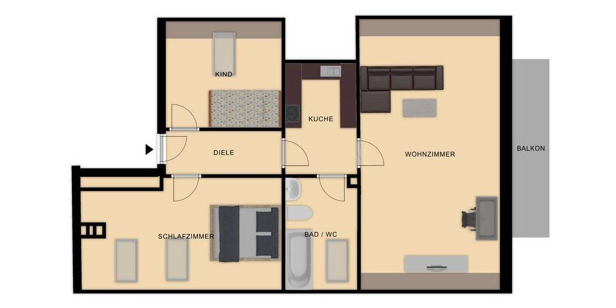 Etagenwohnung Passau / Haidenhof Haidenhof-Süd - 3 Zimmer, 62 m&sup2;, 165.000&euro; | Angebot:25986048