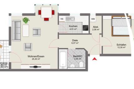 Wohnung Vilshofen an der Donau - 2 Zimmer, 58 m&sup2;, 860&euro; | Angebot:25925046