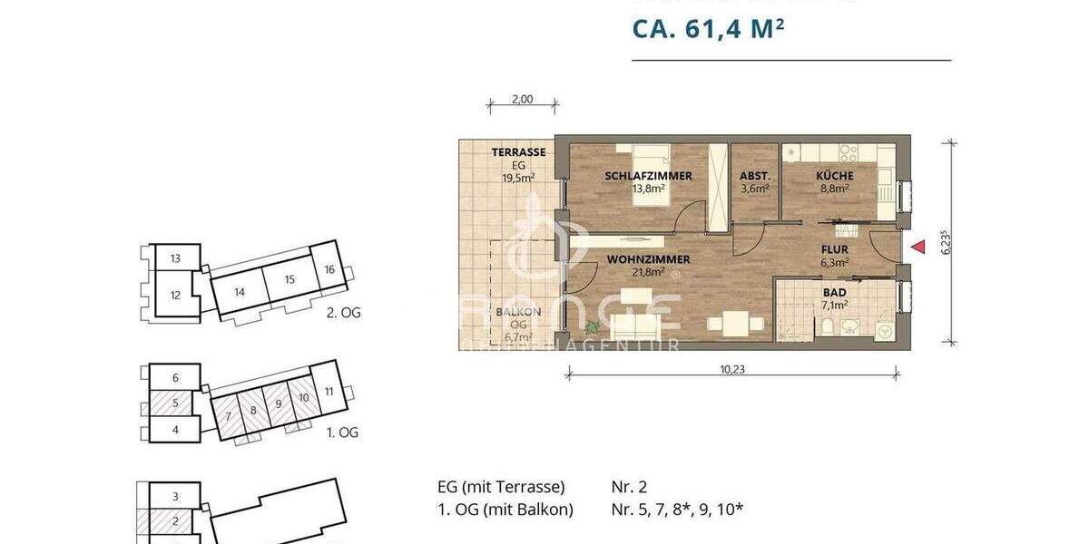 Etagenwohnung Pocking Hartkirchen - 2 Zimmer, 71 m&sup2;, 297.407&euro; | Angebot:25670736