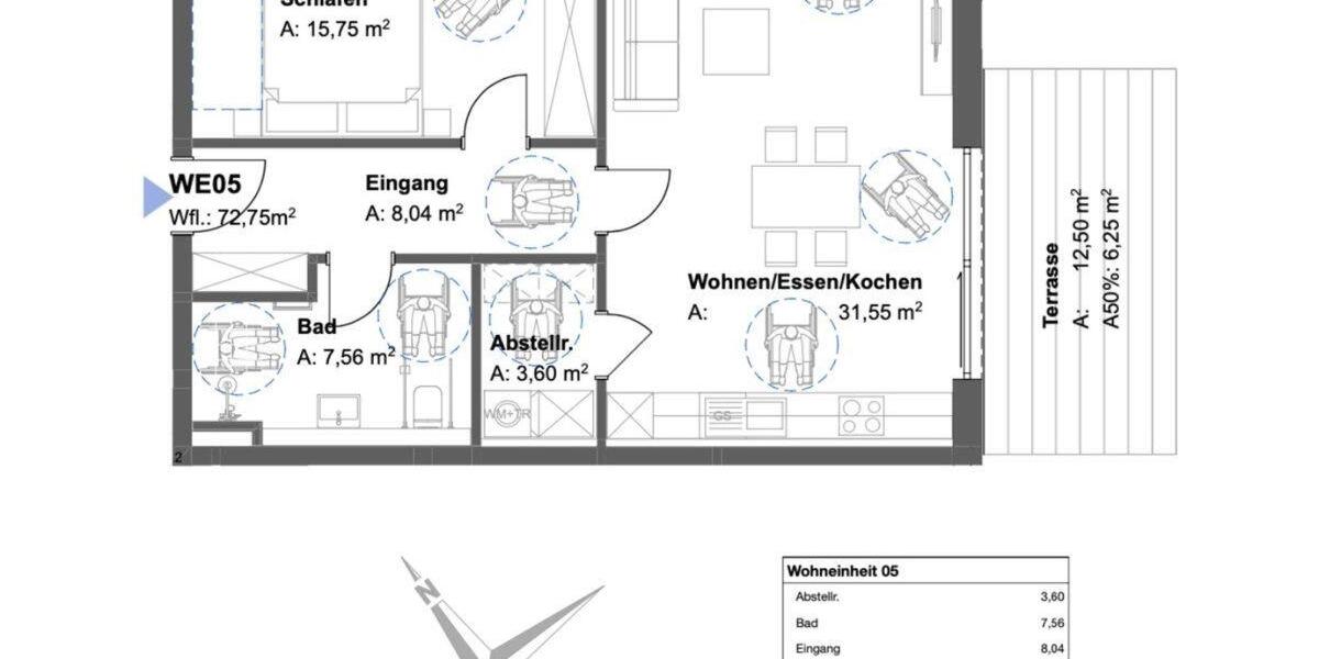 Erdgeschoßwohnung Bad Griesbach im Rottal - 2 Zimmer, 73 m&sup2;, 860&euro; | Angebot:26394293